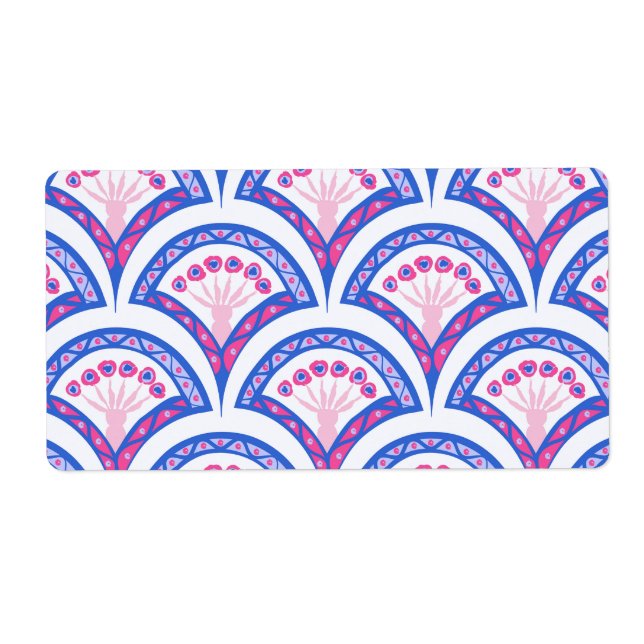 blue floral damask pattern  label (Front)