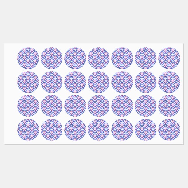blue floral damask pattern  labels (Sheet)