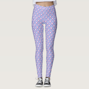 blue floral damask pattern leggings