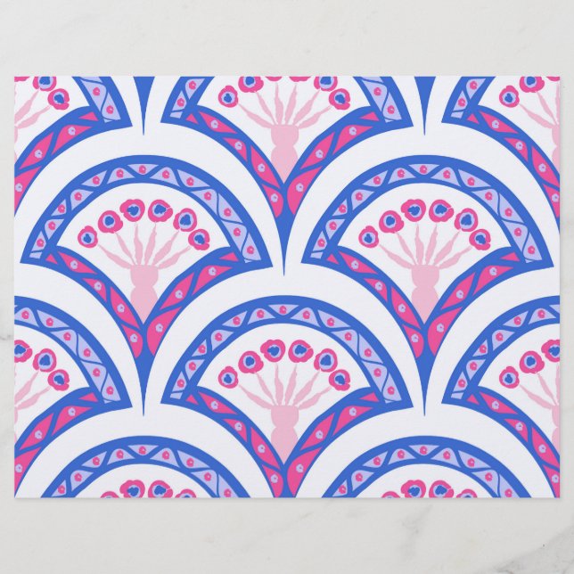 blue floral damask pattern  letterhead (Front)