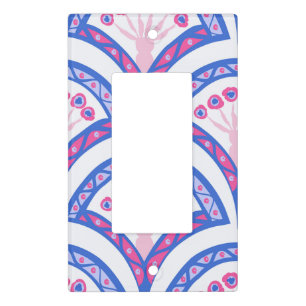 blue floral damask pattern light switch cover