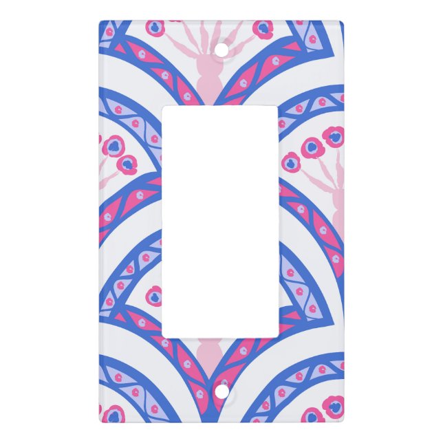 blue floral damask pattern  light switch cover (Front)
