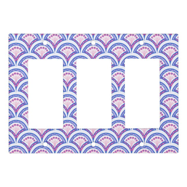 blue floral damask pattern  light switch cover (Front)