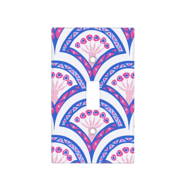 blue floral damask pattern  light switch cover (Front)
