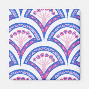 blue floral damask pattern magnet