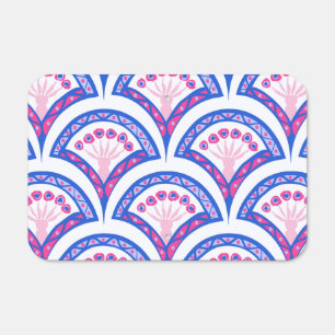 blue floral damask pattern  metal sign