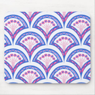 blue floral damask pattern  mouse pad