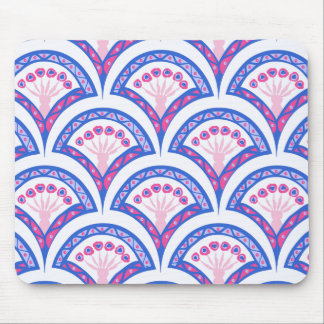blue floral damask pattern mouse pad
