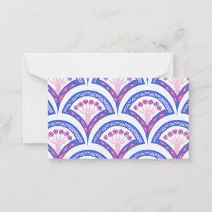 blue floral damask pattern note card