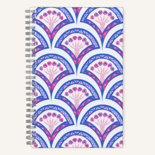 blue floral damask pattern notebook