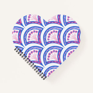 blue floral damask pattern notebook