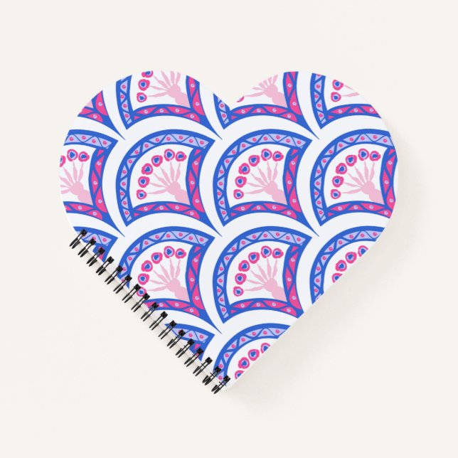 blue floral damask pattern  notebook (Front)