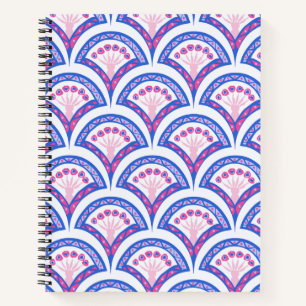 blue floral damask pattern  notebook