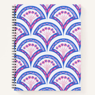 blue floral damask pattern notebook
