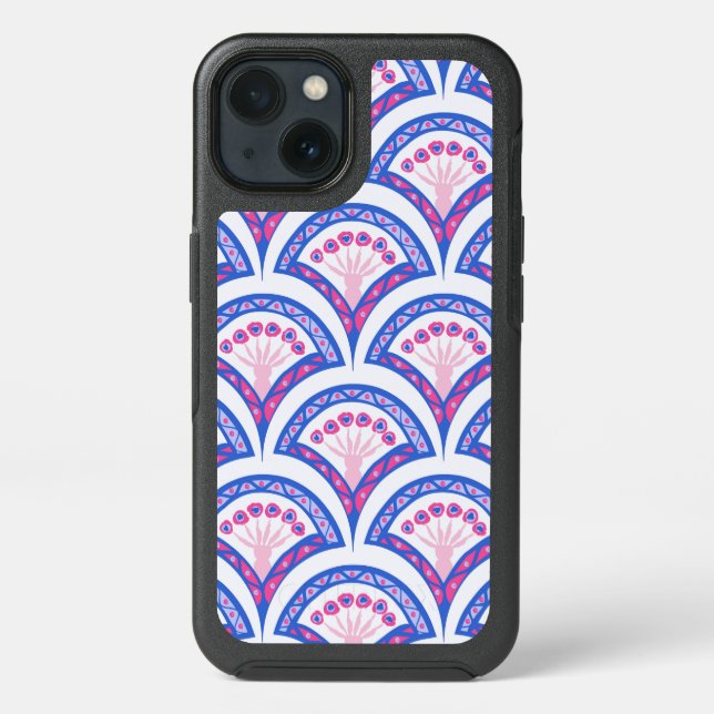 blue floral damask pattern  otterbox iPhone case (Back)