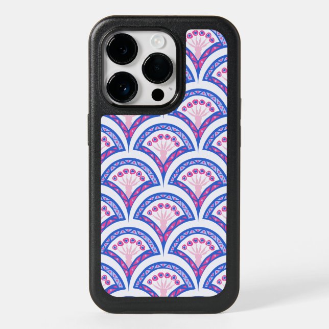 blue floral damask pattern  otterbox iPhone case (Back)