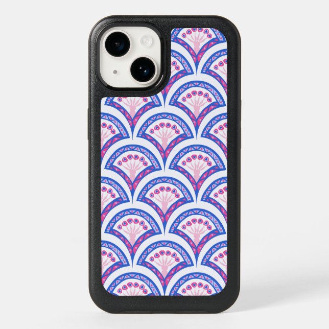 blue floral damask pattern  otterbox iPhone case (Back)