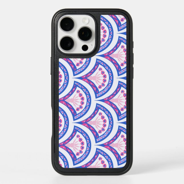 blue floral damask pattern  otterbox iPhone case (Back)