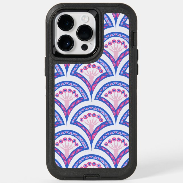 blue floral damask pattern  otterbox iPhone case (Back)