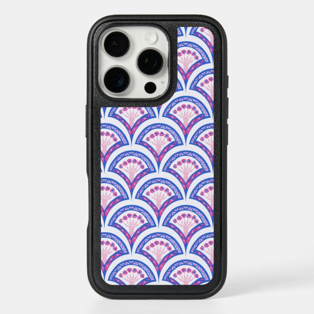 blue floral damask pattern  otterbox iPhone case (Back)