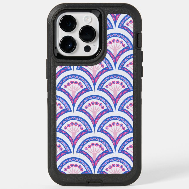 blue floral damask pattern  otterbox iPhone case (Back)