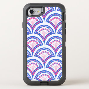 blue floral damask pattern OtterBox defender iPhone SE/8/7 case