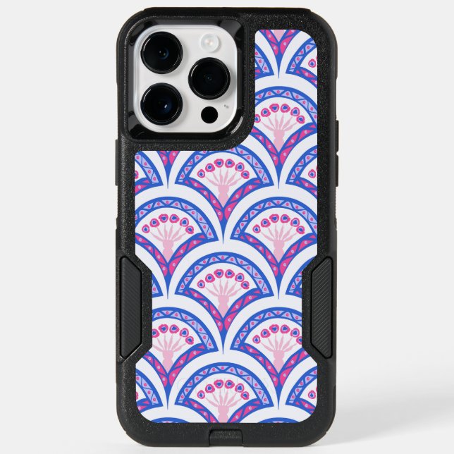 blue floral damask pattern  otterbox iPhone case (Back)