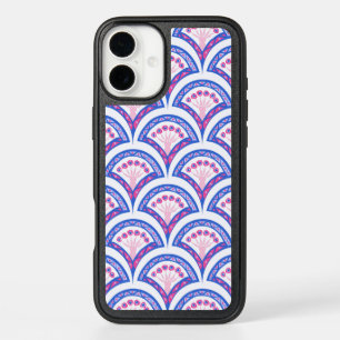blue floral damask pattern iPhone 16 plus case