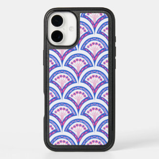 blue floral damask pattern iPhone 16 plus case