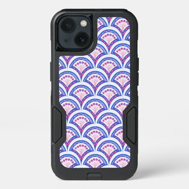 blue floral damask pattern  otterbox iPhone case (Back)