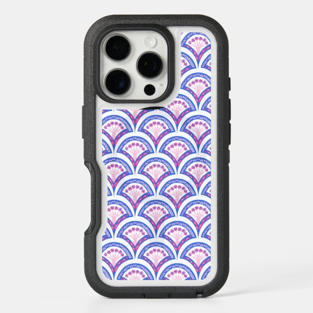 blue floral damask pattern  otterbox iPhone case (Back)