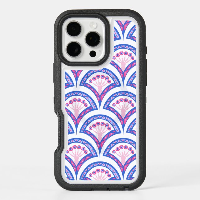 blue floral damask pattern  otterbox iPhone case (Back)