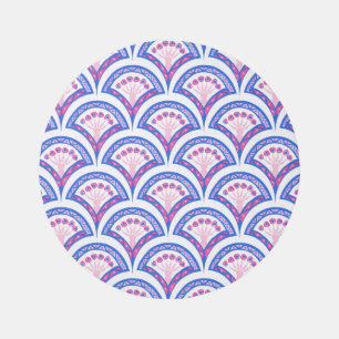 blue floral damask pattern  outdoor rug