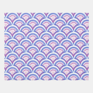 blue floral damask pattern outdoor rug
