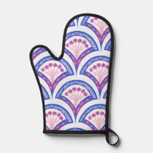 blue floral damask pattern  oven mitt