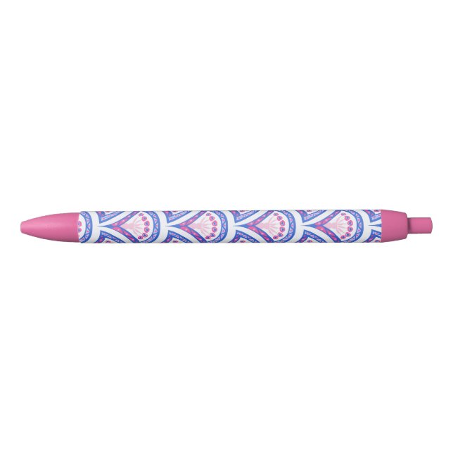 blue floral damask pattern  pen (Front)