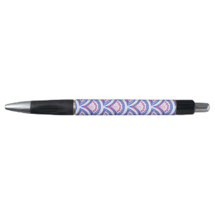 blue floral damask pattern pen