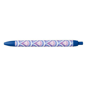 blue floral damask pattern  pen