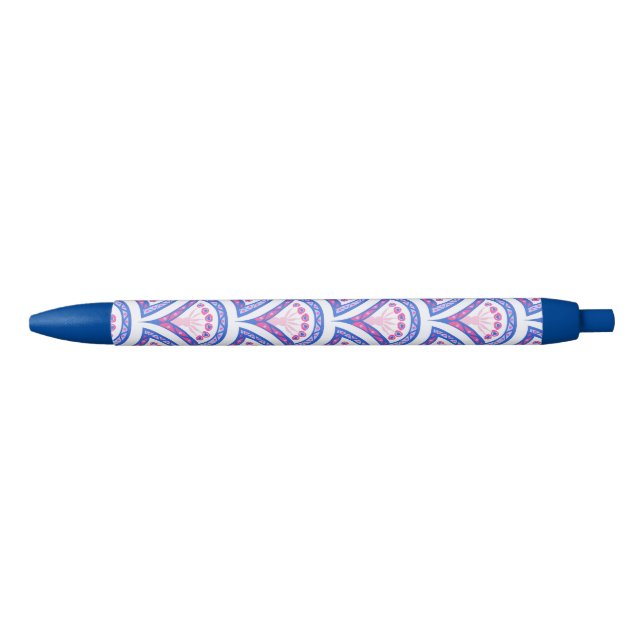blue floral damask pattern  pen (Front)