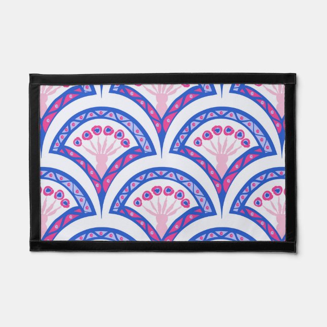 blue floral damask pattern  pennant (Front)