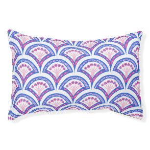 blue floral damask pattern pet bed