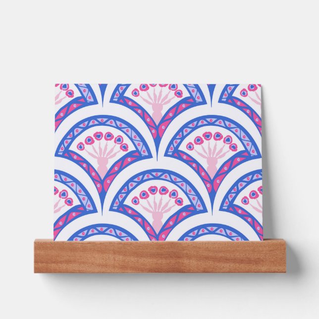 blue floral damask pattern  picture ledge (Front)