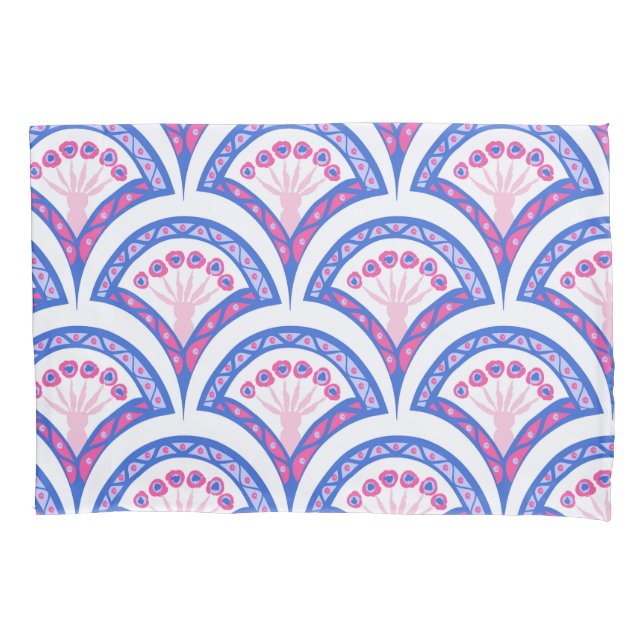 blue floral damask pattern  pillow case (Front)