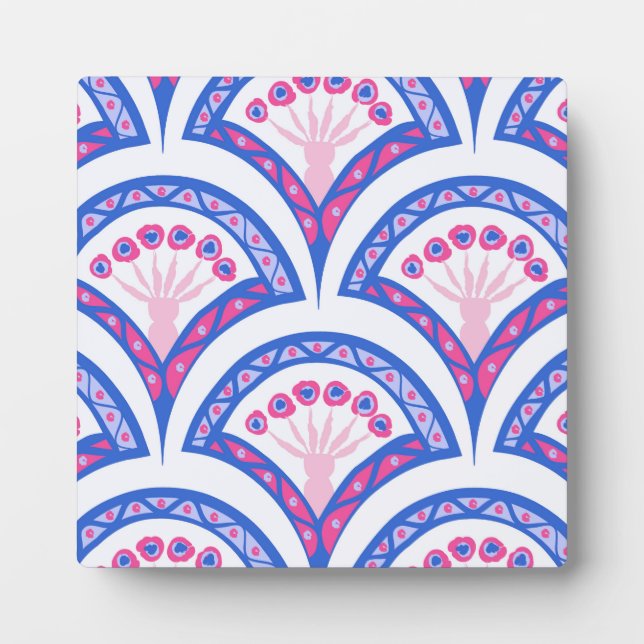 blue floral damask pattern  plaque (Front)