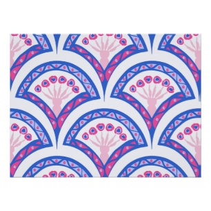 blue floral damask pattern  poster