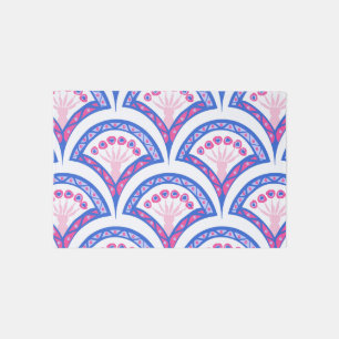 blue floral damask pattern  rug