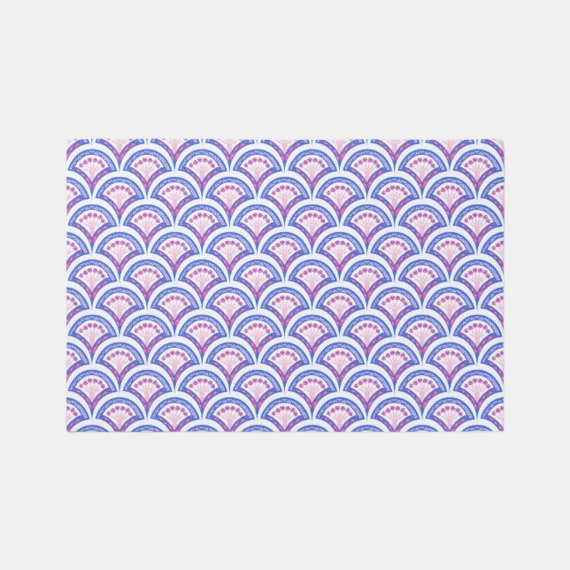 blue floral damask pattern  rug (Front)