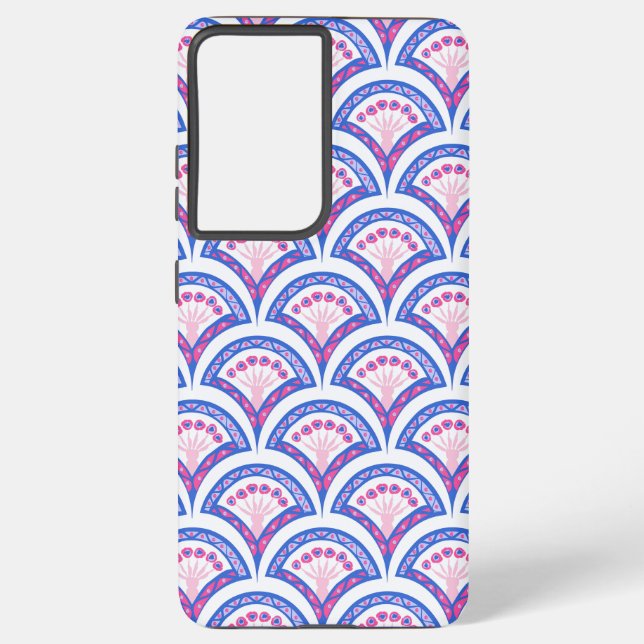blue floral damask pattern  samsung galaxy case (Back)