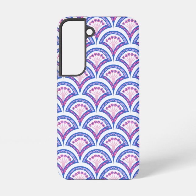 blue floral damask pattern  samsung galaxy case (Back)