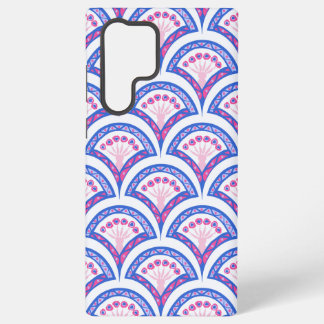 blue floral damask pattern samsung galaxy s22 ultra case